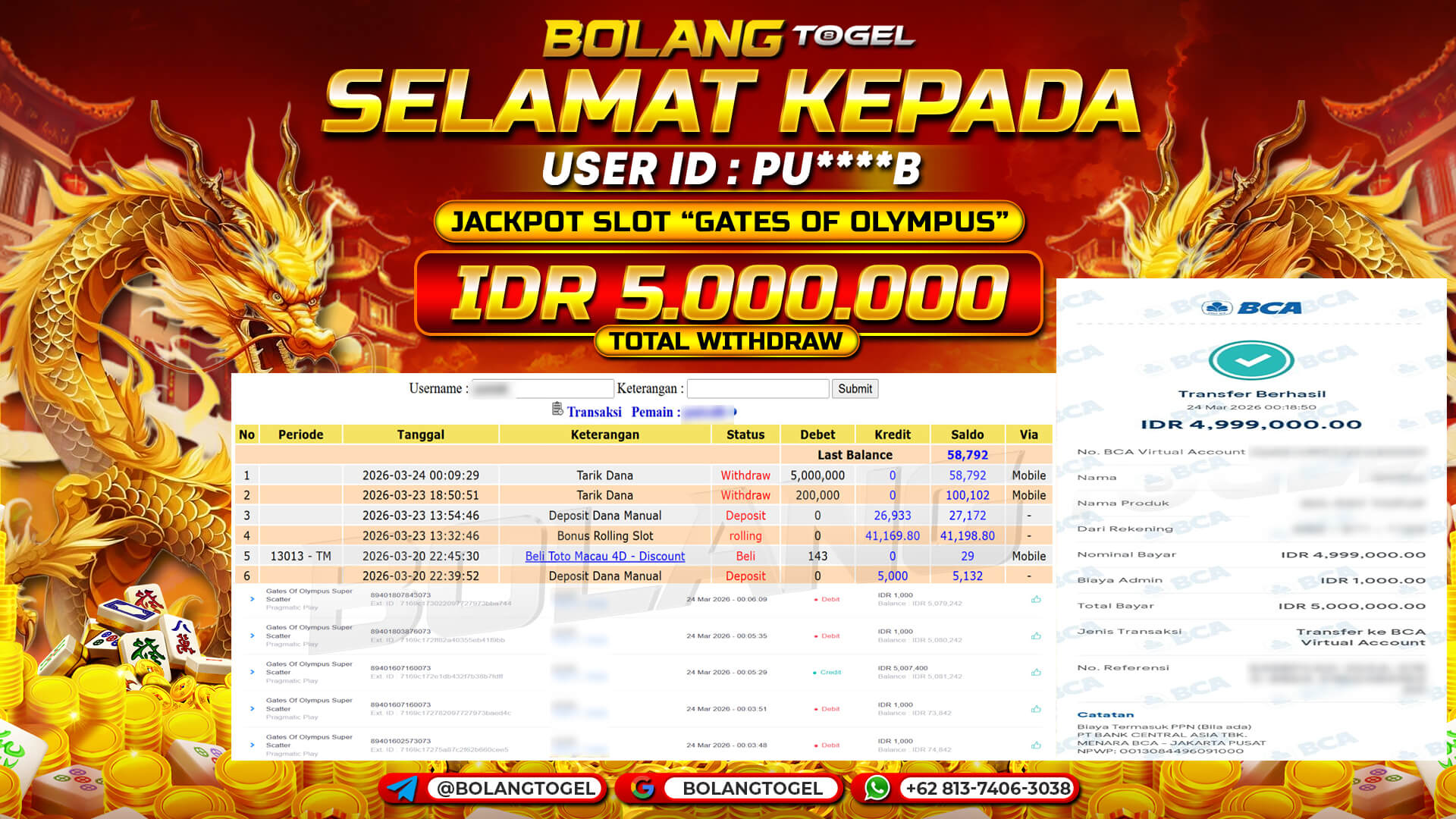 Bukti jackpot SLOT GATES OF OLYMPUS SUPER SCATTER BOLANGTOGEL - gambar 1